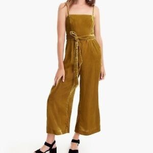 J Crew Marseille Belted Velvet Jumpsuit
